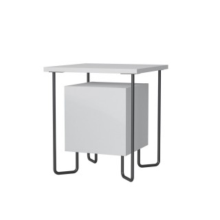 Table de chevet design Acres - L. 40 x H. 45 cm - Blanc