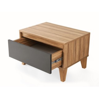 Table de chevet design bois Samba - L. 60 x H. 44 cm - Gris anthracite