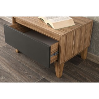 Table de chevet design bois Samba - L. 60 x H. 44 cm - Gris anthracite