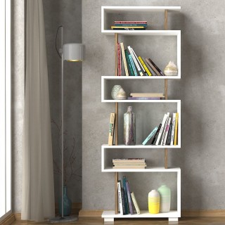 Etagère bibliothèque design scandinave Blok - L. 60 x H. 165 cm - Blanc