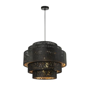 Lampe à suspension en velours design Tuxon - Diam. 50 x H. 140 cm - Noir