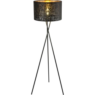 Lampadaire en velours design trepied Tuxon - Diam. 40 x H. 160 cm - Noir