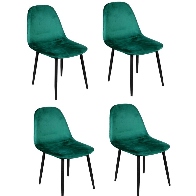 Lot de 4 Chaises de table design velours Inoui - Vert émeraude