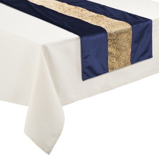 Chemin de table Noël effet velours Colorama - L. 150 x l. 45 cm - Bleu