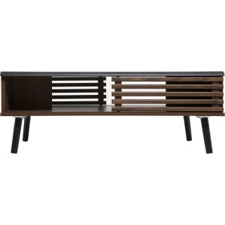 Table basse design bois Asmar - L. 100 x H. 37 cm - Marron et noir