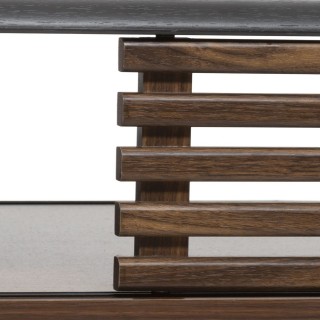 Table basse design bois Asmar - L. 100 x H. 37 cm - Marron et noir