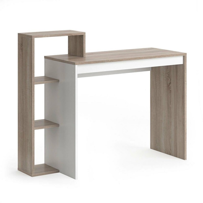Bureau design scandinave Isidor - L. 110 x H. 91 cm - Couleur bois et blanc