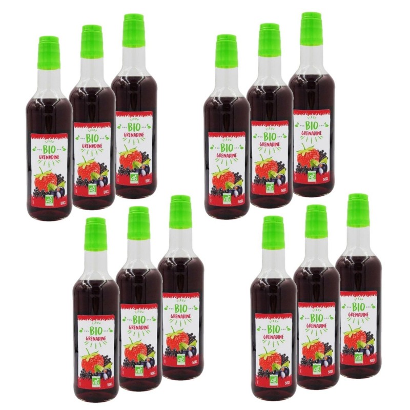 Lot 12x Sirop de Grenadine BIO France -  bouteille 50cl