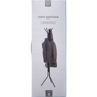 Porte manteau en métal 8 crochets - H. 176 cm - Noir