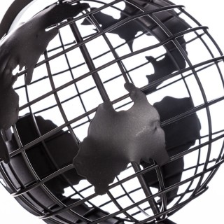 Globe terrestre en métal - Noir - H. 28 cm