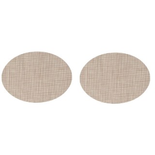 Lot de 2 Sets de table oval effet tissé - 45 x 35 cm - Marron/Beige