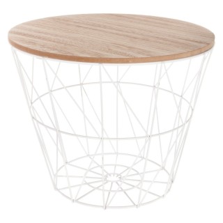 Table à café filaire Kumi - Diam. 38 cm - Blanc