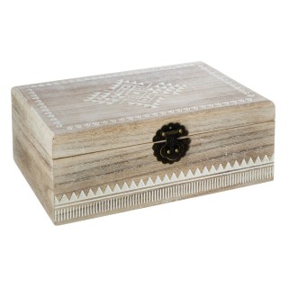 Boîte à bijoux en bois blanchi - Modèle Etnik