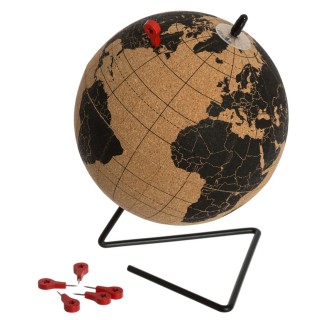 Globe Terrestre en liège à poser modèle Collect - Noir et beige - Diam. 15 cm