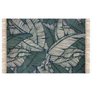 Tapis à imprimé Jungle en coton - 120 x 170 cm - Vert et beige