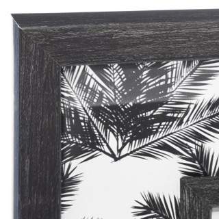 Pêle-mêle 4 photos en relief imprimé Palmier Noir et Blanc- 46 x 46 cm