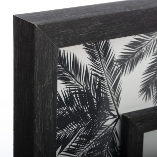 Pêle-mêle 6 photos en relief imprimé Palmier Noir et Blanc- 46 x 62 cm