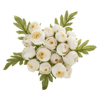 Lot 2x Bouquet artificiel de 18 Camélia - H. 30 cm - Blanc
