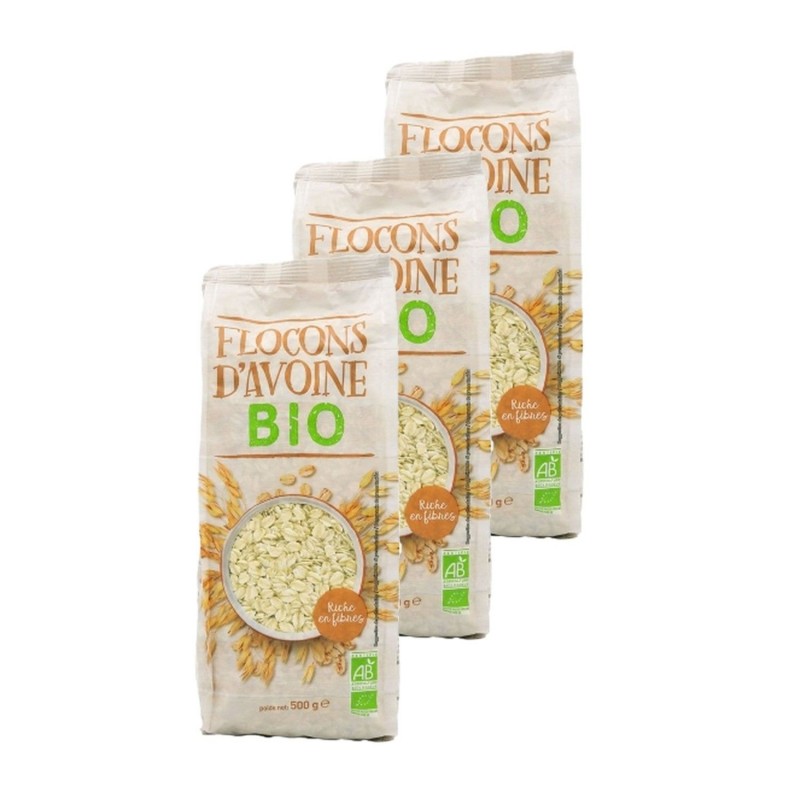 Lot 3x Flocons d'avoine BIO - paquet 500g