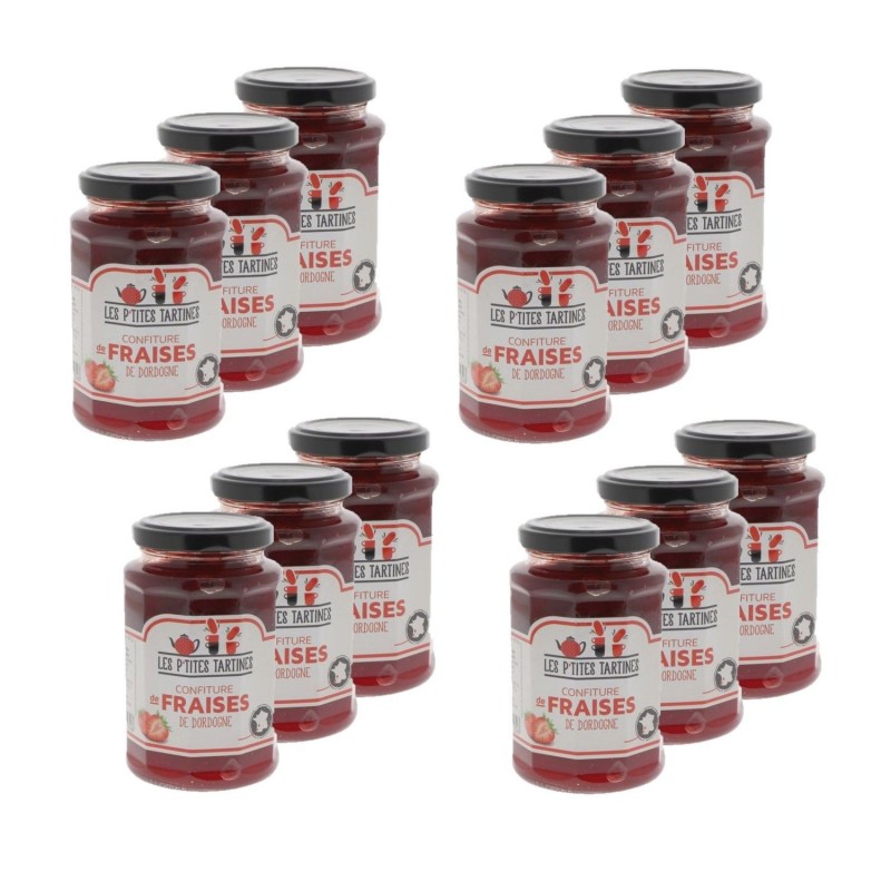 Lot 12x Confiture de fraises de Dordogne - pot 315g