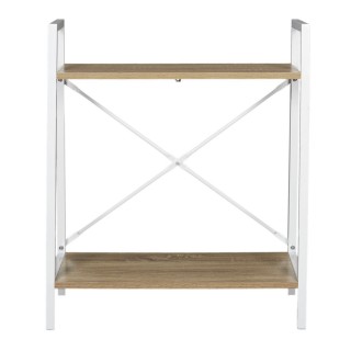 Etagère à 2 planches en bois et métal - L. 60 x H. 70 cm. - Blanc