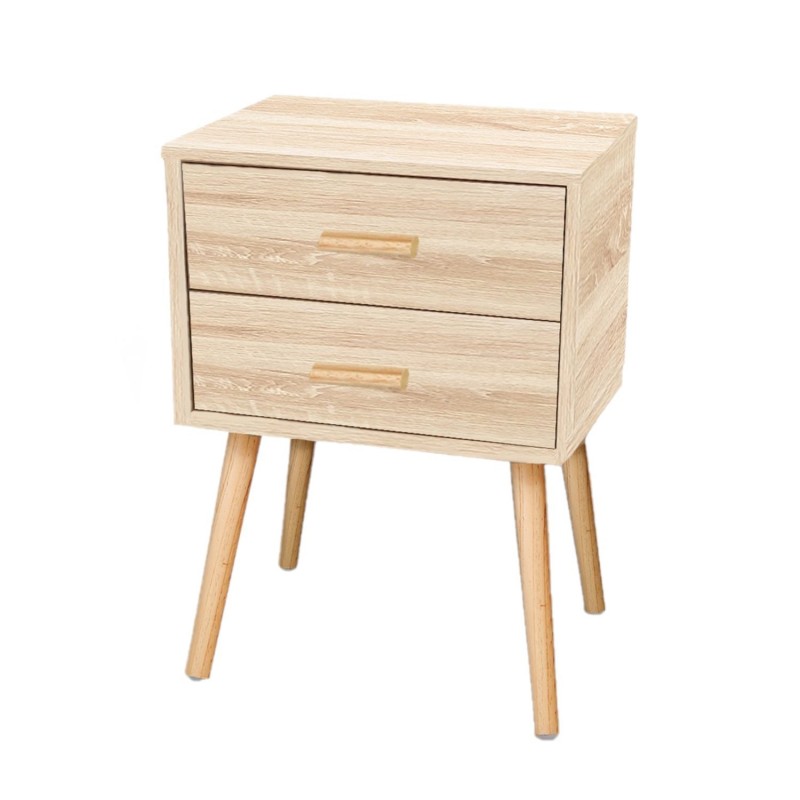 Table de Chevet 2 tiroirs EDWING - 45 x 35 x 60 cm - Marron - Rangement pour chambre à coucher, salon