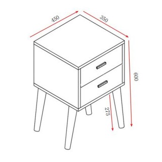 Table de Chevet 2 tiroirs EDWING - 45 x 35 x 60 cm - Marron - Rangement pour chambre à coucher, salon