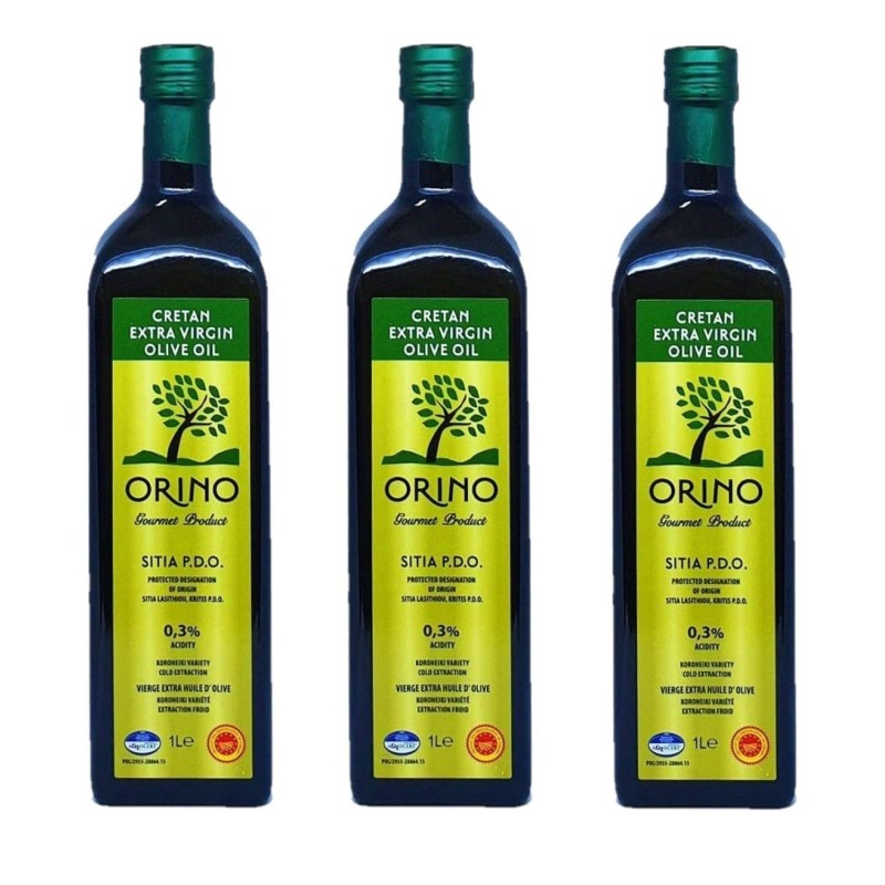 Lot 3x Huile d'olive Bio grecque extra vierge AOP - Orino - bouteille 1l