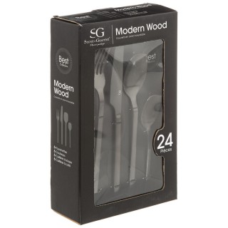 Ménagère Modern Wood en Acier inoxydable - 24 pièces - Noir Mat