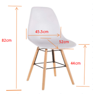 Lot de 2 chaises de table Liv avec pieds en bois de hêtre et châssis en métal - Hauteur d'assise 44 cm - Blanc