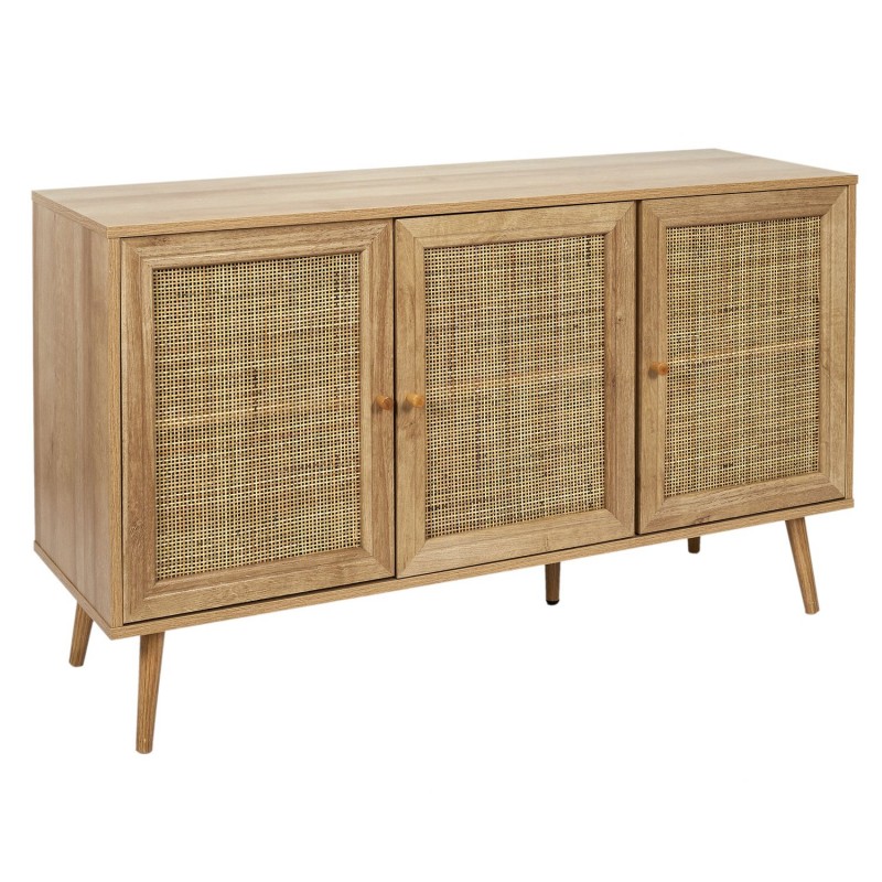 Buffet 3 portes Bali en cannage et bois contreplaqué Buffet 3 portes Bali en cannage et bois contreplaqué