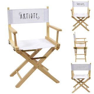 Chaise de cinéma pliante - Artiste - Bois et blanc