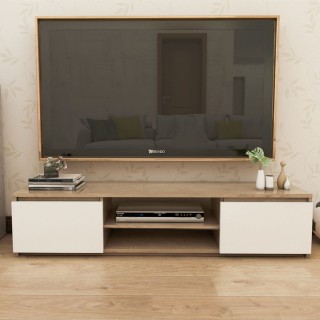 Meuble TV - Jack - Chêne et Blanc - 120 x 36 x 40 cm