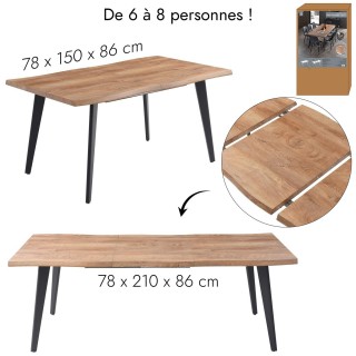 Table à manger extensible pour 6 à 8 personnes en bois FOREST