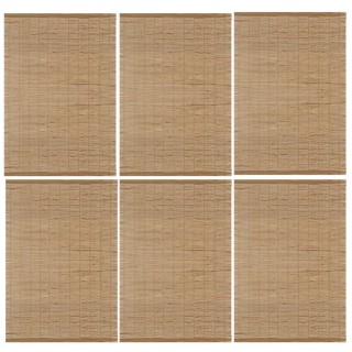 Lot de 6 Sets de table en bambou rectangulaire - 45 x 30 cm