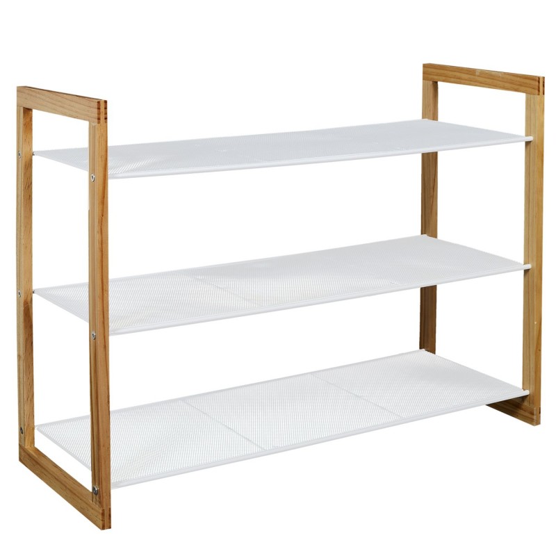 Meuble à chaussures 3 étagères City - Bois et blanc Meuble à chaussures 3 étagères City - Bois et blanc