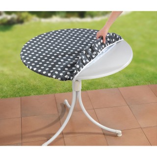 Housse de table élastique à pois - Blanc