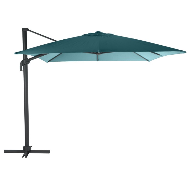 Parasol déporté Eléa - 3 x 3 mètres - Bleu canard et gris