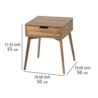 Table de chevet Acina, en bois d'Acacias avec 1 tiroir