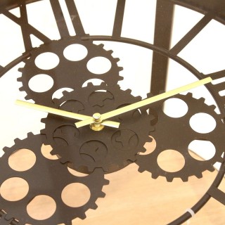 Table d'appoint Horloge - Diamètre 40,50 cm - Bois et noir.