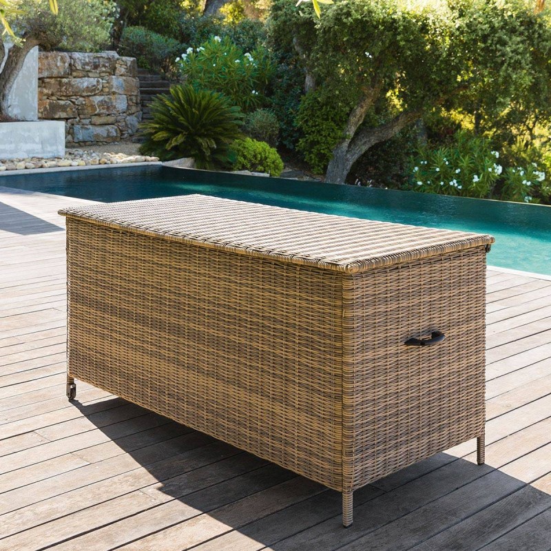 Armoire De Jardin En Résine Tressée VidaXL - Rangement Extérieur Marron 110x55x60,5cm - Parfaite Pour Coussins Et Outils