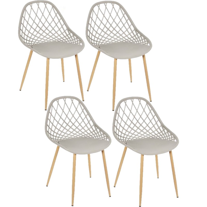 Lot de 4 chaises d'extérieur Malaga en polypropylène - Taupe