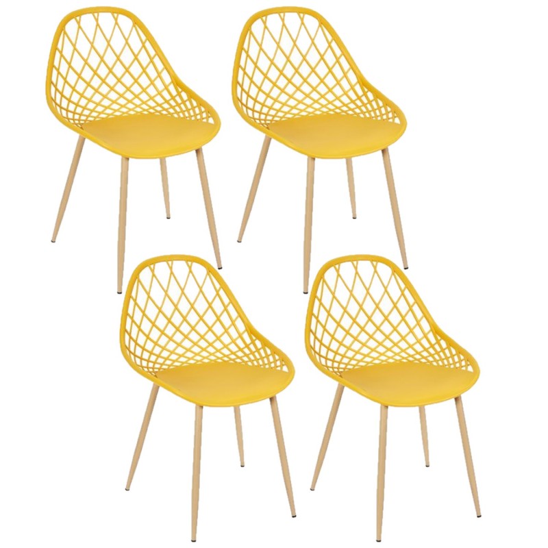 Lot de 4 chaises d'extérieur Malaga en polypropylène - Jaune