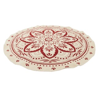 Tapis rond imprimé mandala - Diamètre 120 cm - Terracotta