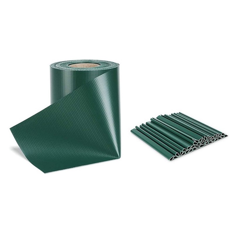 Brise Vue Occultant Clôture en PVC 450 g/m² - 70 m x 19 cm - 70 clips de montage - Vert
