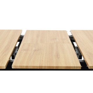 Table extensible en bois de Hêtre et MDF pour 4 à 6 personnes - Marron et Noir