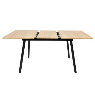 Table extensible en bois de Hêtre et MDF pour 4 à 6 personnes - Marron et Noir