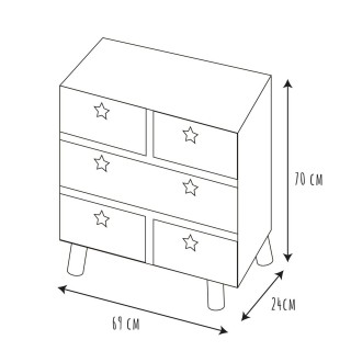 Commode 5 tiroirs Like a Star - en MDF et Bois de Pin - Blanc et Marron