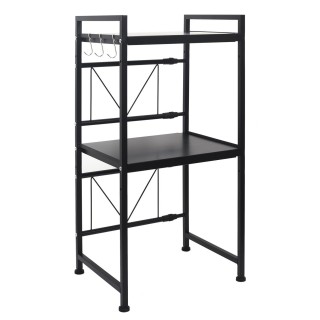 Organisateur pour Micro-Onde modulable et extensible avec 2 étagères - Noir