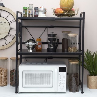 Organisateur pour Micro-Onde modulable et extensible avec 2 étagères - Noir